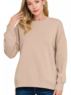 Zenana Full Size Fleece Hi-low Boyfriend Sweatshirts with Pockets Plus Size