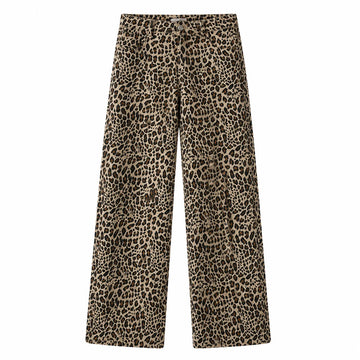 High Waist Wide Leg Jeans woman Leopard printing Denim Vintage Loose Comfortable Fashion Look For City Party Daily Outings FX5319-1