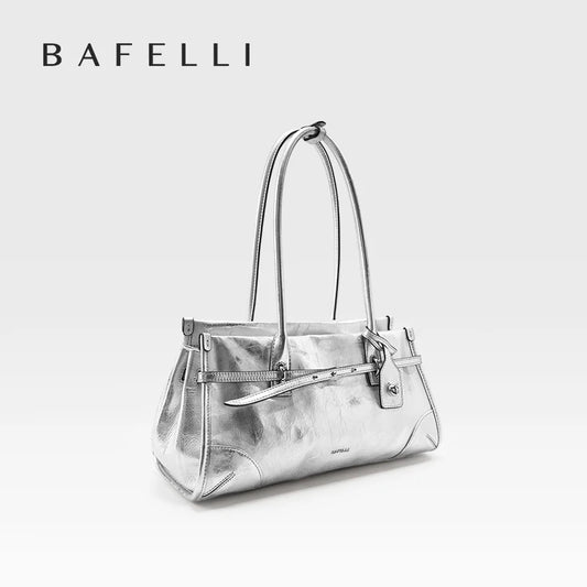 Borsa a tracolla Silver Moto - Borsa a tracolla in vera pelle per donna Borsa da viaggio estiva con design minimalista