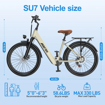 AAIRSK City Bicicletta Elettrica, Batteria 36V 13 Ah, 7 Velocità, Range fino a 60 km, NFC, Velocità