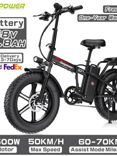DEEPOWER G23 Bici Elettrica Pieghevole per Adulti, Motore ad Alta Coppia 90N·m, Batteria LG 48V 35Ah, Freni a Disco Meccanici, Pneumatici Fat 20×4.0, E-Bike Fuoristrada a Lunga Autonomia