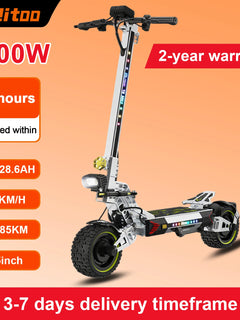Ruitoo T3MAX Scooter elettrico Doppi motori 3200W 85 km Portata 75 km/h Velocità 60 V/28,6 Ah Motore Pneumatici fuoristrada da 10,5 pollici Pieghevoli