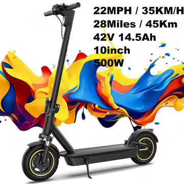 Monopattino Elettrico da 500W con Stock EU, Velocità Massima di 35 km/h, Autonomia Fino a 45 km, Freni Doppi e Design Completamente Impermeabile, Dotato di Pneumatici da 10 Pollici – Perfetto per Ragazzi che Amano le Avven