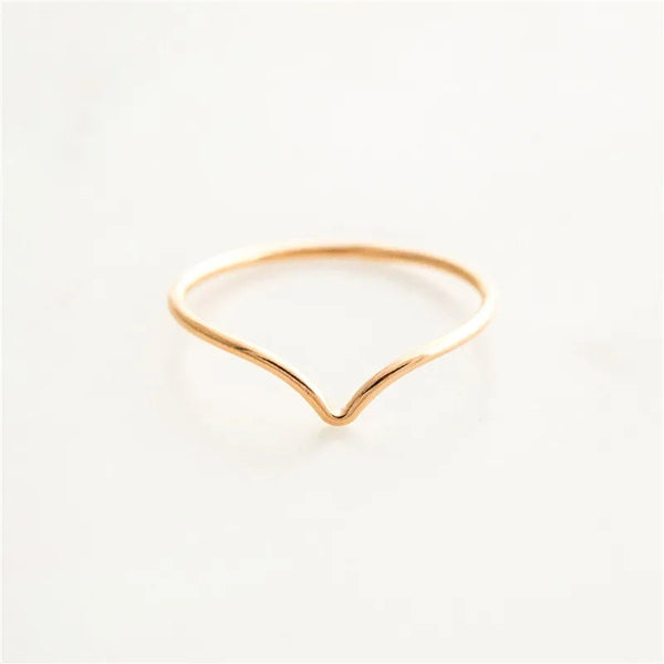 Anello Chevron in vero oro 14 carati Boho Gioielli in oro Anelli Mujer Bague Femme Minimalismo Anello a nocca per le donne