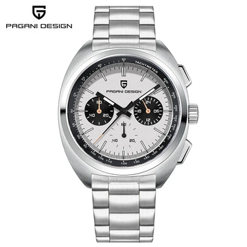 PAGANI DESIGN Nuovo Orologio da Uomo Turtle Back Cronografo al Quarzo con Vetro Zaffiro e Bracciale, Movimento Giapponese VK63, Spedizione Locale