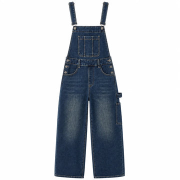 Women's Jeans Overalls Overalls Wide Leg Denim Blue Washed Cargo Style Adjustable Multi Comfortable Pockets Vintage Casual For Going Out And Leisure YW‑1875