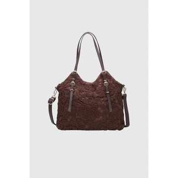 Borsa shopper da donna Alessia in pizzo floreale beige
