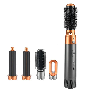 5 in 1 hair dryer with hot air brush, one-step dryer with interchangeable heads and rotating brush, anti-frizz ionic technology, 3 speeds + cold air function, professional styling for drying, straightening, volumizing