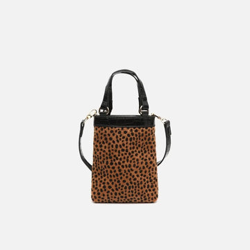 Borsa a mano Samira con stampa animalier piccola e tracolla ED rimovibile. Tasca per il denaro Misako