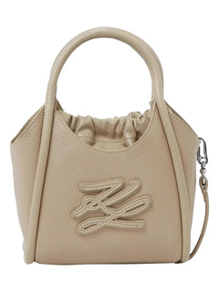 KARL LAGERFELD Mini Tote Bag K/Autograph con toppa beige