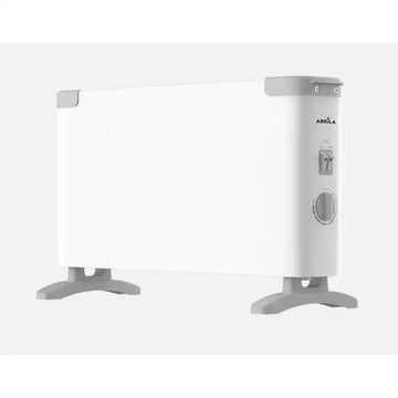 ABRILA Electric Convector Heater 2000W in White with Adjustable Thermostat, Overheat Protection, and Carry Handle, dimensions 32x54x20 cm, suitable for quick and efficient heating in any room.