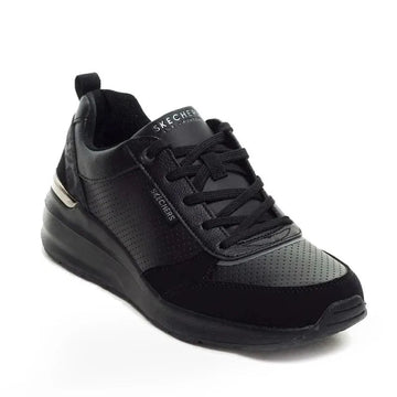 Skechers 155616 Women's Sneakers in Black, designed for all-day comfort with soft cushioning, ergonomic fit, and lightweight for effortless movement, perfect for casual looks. PlatiNum