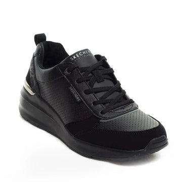 Skechers 155616 Women's Sneakers in Black, designed for all-day comfort with soft cushioning, ergonomic fit, and lightweight for effortless movement, perfect for casual looks. PlatiNum