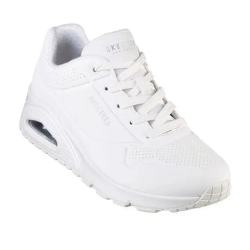 SKECHERS 73690 Women's Sneakers White - Comfortable footwear with a soft, impact-absorbing insole and ergonomic fit, perfect for casual and sporty looks. PlatiNum
