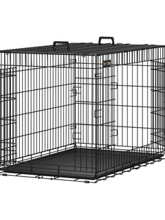Feandrea Gabbia Pieghevole per Cani con 2 Porte, Vassoio Rimovibile, 92,5 x 57,5 x 64 cm/107 x 70 x 77,5 cm/122 x 74,5 x 80,5 cm/136 x 79 x 87 cm, L/XL/XXL/XXXL, Nero