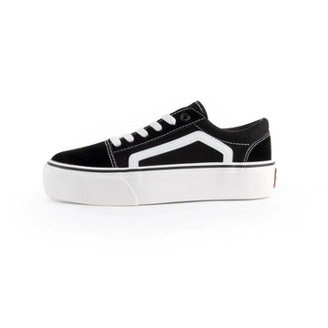 ANDY-Z AZ2001 Black Canvas Sneakers for Women, Lace-up Closure, Comfortable Thick Sole, Textile Material, Ideal Footwear for Casual and Outdoor Use, Perfect for Spring and Autumn, Versatile Women's Shoes. PlatiNum