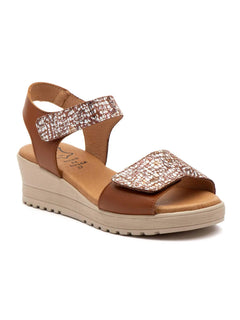 Women's wedge sandals with velcro made in spain model e647 sizes 36 to 41 high style
