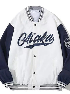 American retro letter embroidered jackets coats men's motorcycle bomb street leather baseball uniform couple casual loose jacket