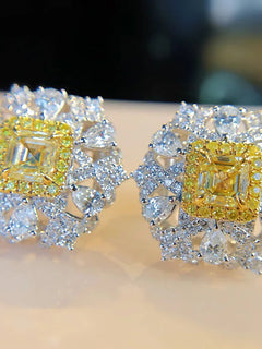 Vintage Topaz Moissanite Stud Earring 100% Real 925 sterling silver Jewelry Promise Engagement Wedding Earrings for Women Gift