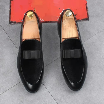 movechain Scarpe da festa di nozze in pelle da uomo con fiocco Moda uomo Mocassini da guida Mocassini Uomo Casual Slip-On Flats