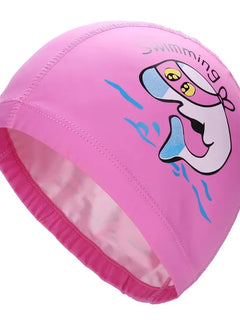 Cuffia da nuoto per bambini Tessuto PU impermeabile Simpatico cartone animato Animale Delfino Proteggi le orecchie Capelli lunghi Ragazzi Ragazze Cuffia da piscina Cappello