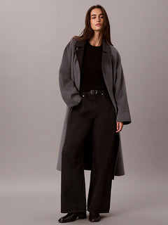 Cappotto avvolgente in misto lana mélange