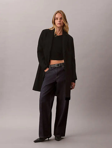 cappotto monopetto sartoriale in misto lana black da donne calvin klein