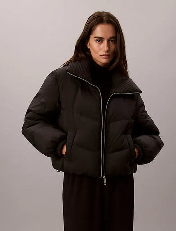 piumino corto black da donne calvin klein jeans