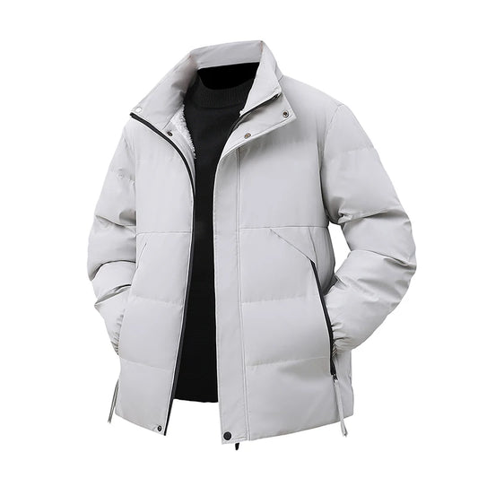 Winter Stand Collar Down Jacket Men Warm Plush Cotton Clothes Comfortable Versatile Parkas Thickened Fleece Lined Puffer Jackets