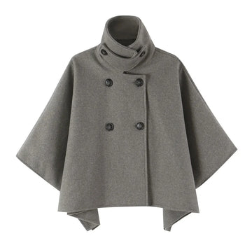 KONDALA High Street Holiday Chic Women Cloak Coat Turtleneck Double Breasted Loose Coat Fashion 2026 Fall Winter Night Out Coat