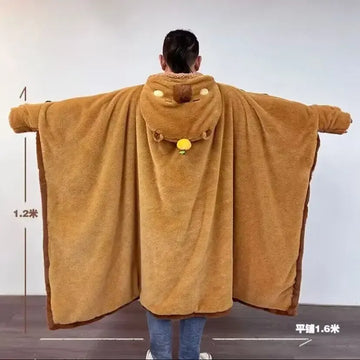 Anime Fox Cloak Fox Cape Cartoon Cloak Coral Fleece Keep Warm Air Blankets Cosplay Costumes Lovely Soft Birthday Valentine Gifts