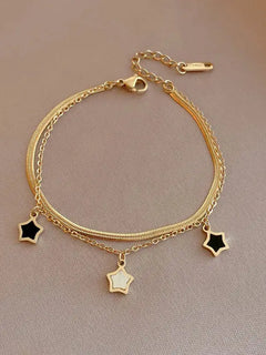 316L Stainless Steel Multilayer Chain Star Charm Necklace Bracelet For Women New Trend Jewelry Set G