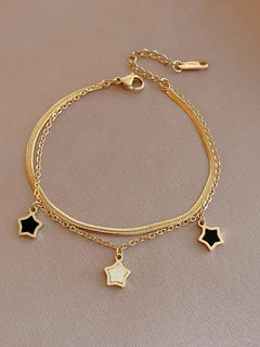 316L Stainless Steel Multilayer Chain Star Charm Necklace Bracelet For Women New Trend Jewelry Set G