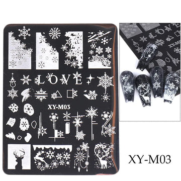 1 PC Nail Stamping Plates Christmas French Xmas Steel Printing Stencil Snowflakes Nail Stamp Templates Nail Art Manicure Tools
