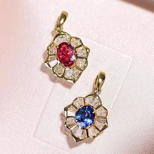 Huitan Splendida scatola con ciondolo Collana a catena Lady Temperamento Gioielli da festa di lusso con accessori color oro con zirconi luminosi