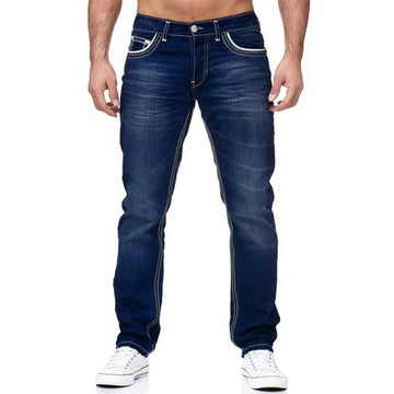 Straight Jeans Men Washed no hole Jean Spring Summer Boyfriend Jeans Streetwear Loose Cacual Designer Long Denim Pants Trousers PlatiNum