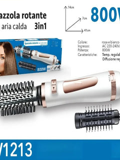 Multi‑Function Rotating Hot Air Brush 800W Adjustable Temperature Hair Volumizer for Salon‑Style Hairstyling at Home