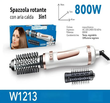 Multi‑Function Rotating Hot Air Brush 800W Adjustable Temperature Hair Volumizer for Salon‑Style Hairstyling at Home