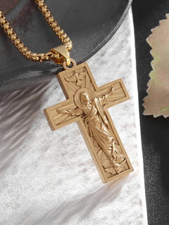 Vintage Christian Ice Crystal Jesus Head Pendant Necklace for Men and Women Cross Catholic Amulet Jewelry