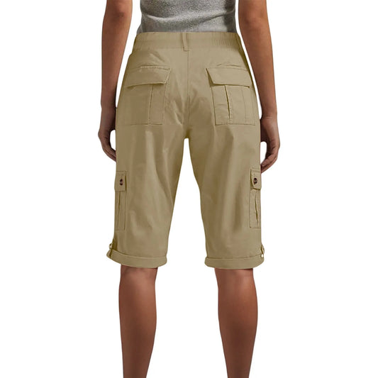 Women's Stylish Cargo Shorts Spring Summer Casual Fashion Solid Color Multi-Pocket Overalls Slim Straight Leg Five Quarter Pants