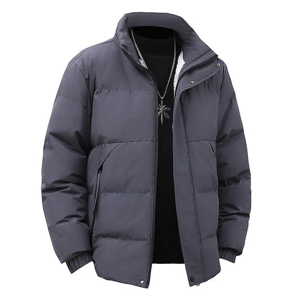 Winter Stand Collar Down Jacket Men Warm Plush Cotton Clothes Comfortable Versatile Parkas Thickened Fleece Lined Puffer Jackets
