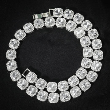 2024 NEW Men Women Hip Hop tennis Chain Necklace 13mm Square CZ Stone Iced Out Bling Cuban Chains Necklace Fashion Charm Jewelry PlatiNum