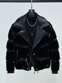 High-End Leopard Print Splicing Faux Two-Piece Parkas Men 2025 Winter New Parkas Thickened Warm Stylish Long Sleeve Chic Jackets