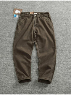 Solid color overalls men's straight leg CHINO casual pants Heavy cotton loose cone pants