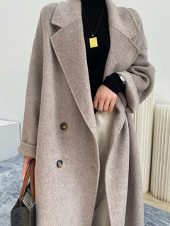 Women And Men Unisex Thicken Warm X-long Alpaca Woolen Overcoat Winter Cashmere Wool Maxi Loose Coat Oversize Cloak Outsize