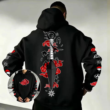Naruto Akatsuki Kunai Hoodie 2026 New Japanese Anime Fashion Y2K Casual Sportswear Men's Couple Style Hooded Sweatshirt
