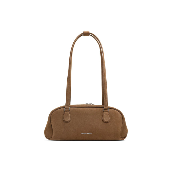 CHARLES&KEITH Synthetic Leather Baguette Bag Shoulder Bag Medium Women's Mocha Brown Mocha CK2-30782751-1