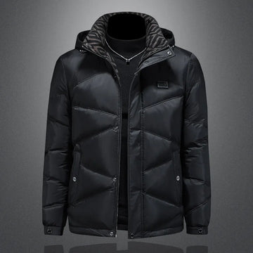 2025 Autumn And Winter Men's 90% White Duck Down Black Hooded Down Jacket Kurtka Zimowa Duck Down Jacket Mens Clothing
