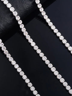 Sparkly Cubic Zirconia Tennis Necklace for Women Rhinestone Choker Minimalist Crystal Chain Stainless Steel Jewelry Accessories