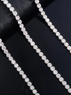 Sparkly Cubic Zirconia Tennis Necklace for Women Rhinestone Choker Minimalist Crystal Chain Stainless Steel Jewelry Accessories